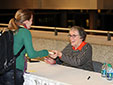 Annie Proulx signs books after an event. 